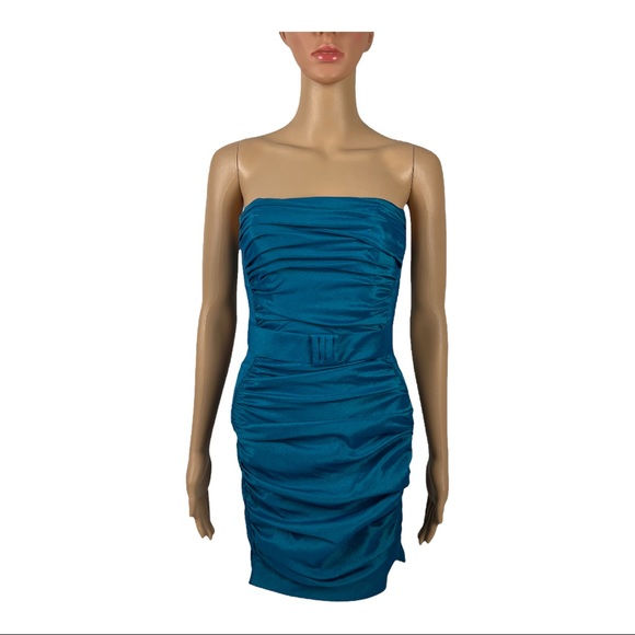 Jessica McClintock Gunne Sax Womens 1 Dress Vintage Strapless Prom Teal HTF - Picture 2 of 9